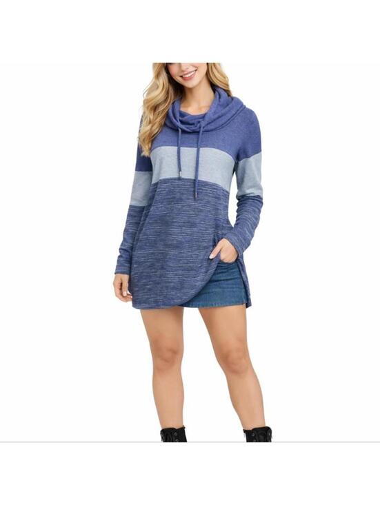 Market & Spruce Dresses & Skirts - Market & Spruce Sweater Dress Women's Size XL Blue Cowl Neck Casual